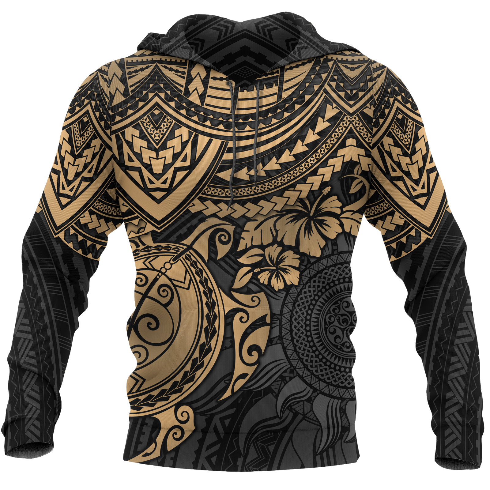 Hoodie Polynesian Golden Turtle Unisex Golden - Polynesian Pride