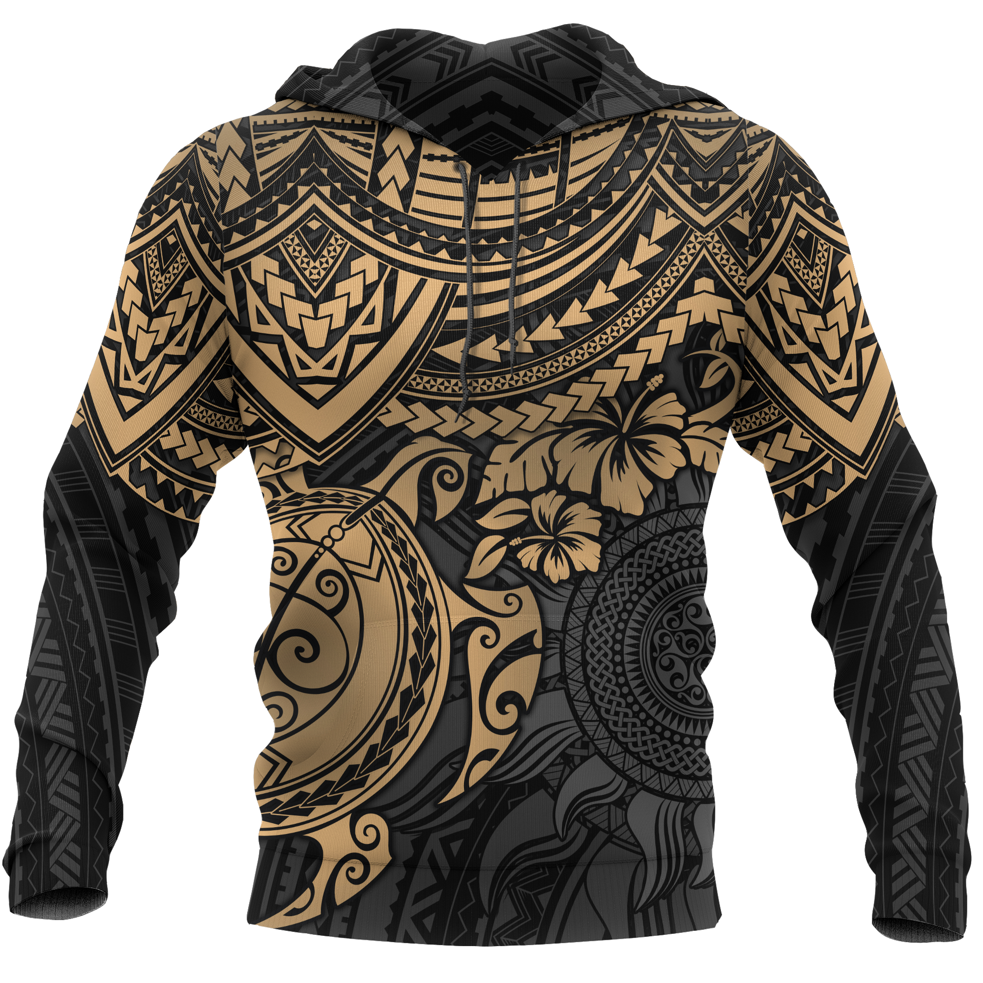 Hoodie Polynesian Golden Turtle Unisex Golden - Polynesian Pride
