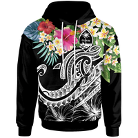 Guam Polynesian Hoodie Summer Plumeria (Black) Unisex Black - Polynesian Pride