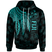 Fiji Hoodie Polynesian Wings (Turquoise) Unisex Blue - Polynesian Pride