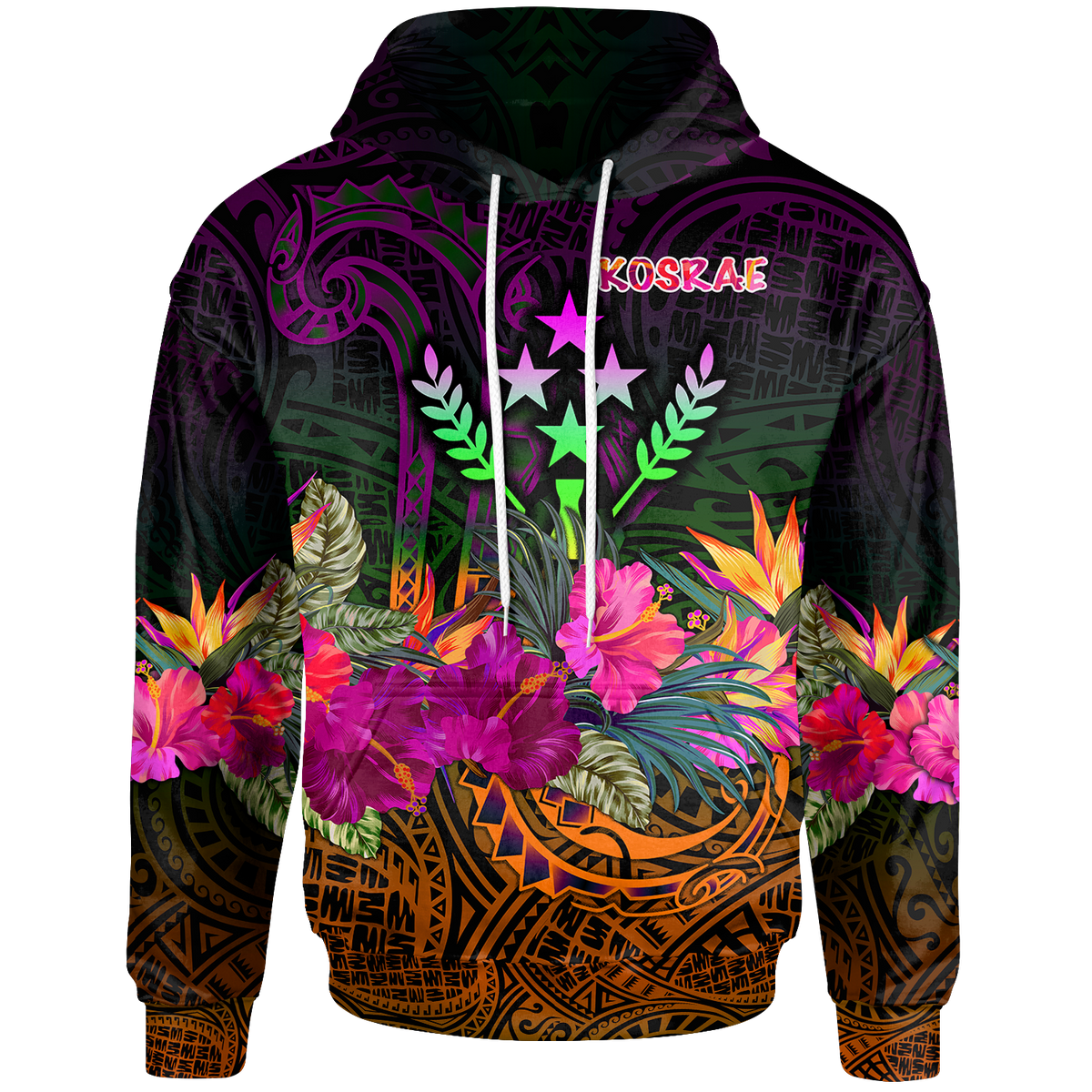 Kosrae Hoodie Summer Hibiscus Unisex Reggae - Polynesian Pride