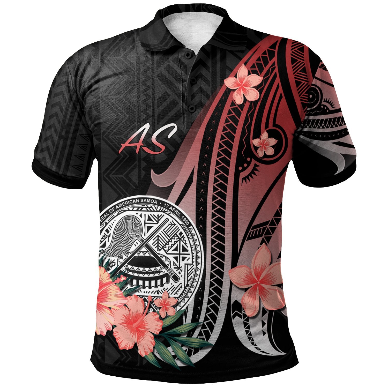 American Samoa Polo Shirt Red Polynesian Hibiscus Pattern Style Unisex Red - Polynesian Pride