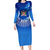 (Custom Personalised) Fiji Tapa Tribal Coconut Tree Long Sleeve Dress - LT12 Women Blue - Polynesian Pride