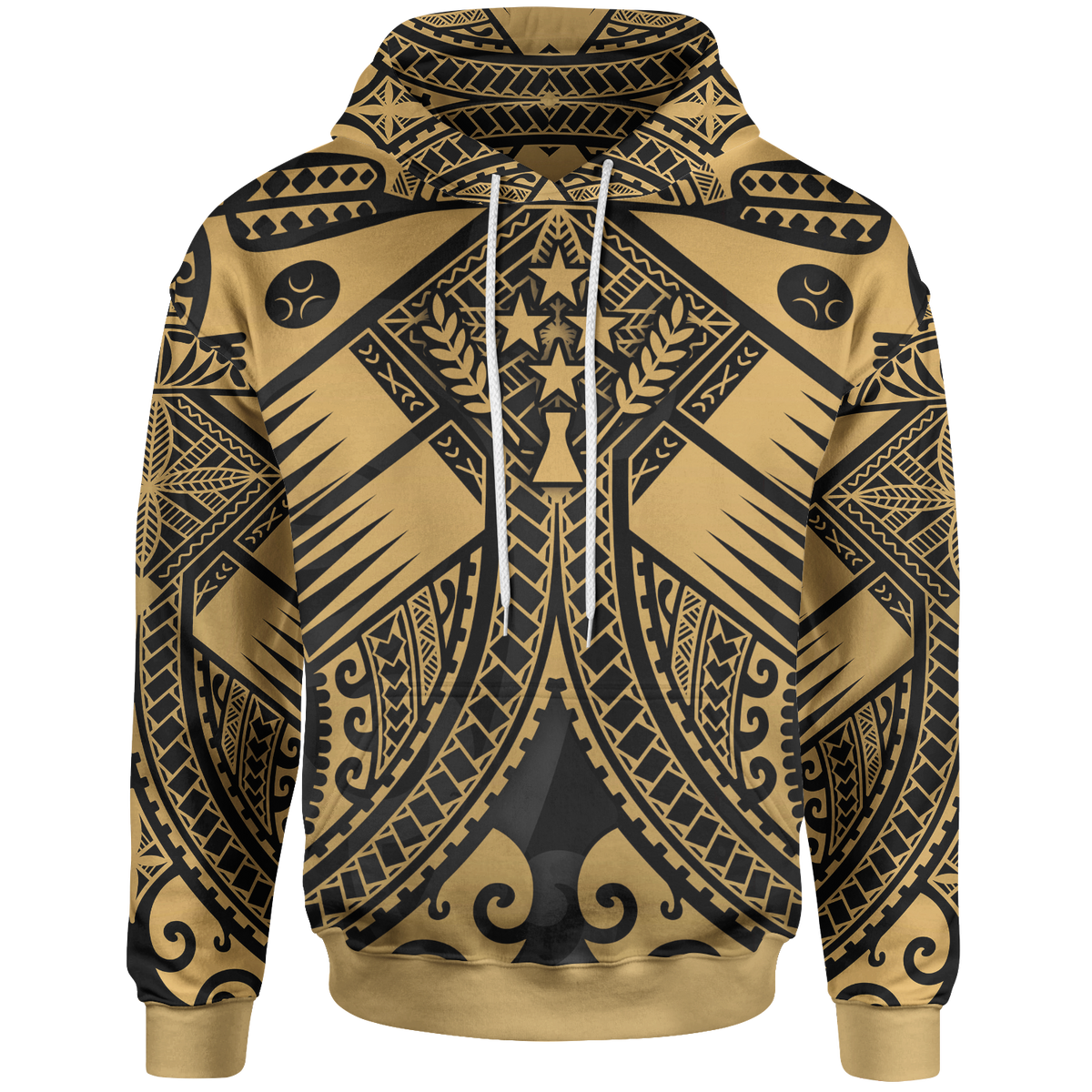Kosrae Hoodie Gold Seal with Polynesian Tattoo Gold - Polynesian Pride