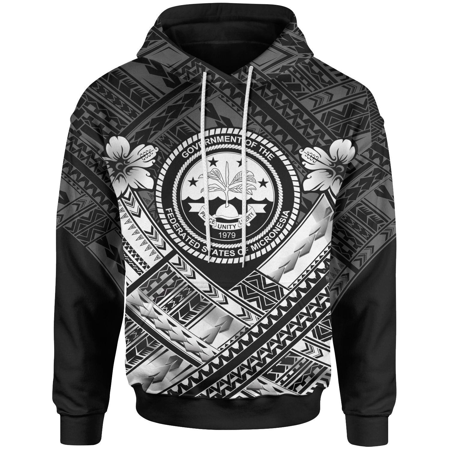 Federated States of Micronesia Polynesian Hoodie Federated States of Micronesia White Seal Camisole Hibiscus Style Unisex Black - Polynesian Pride
