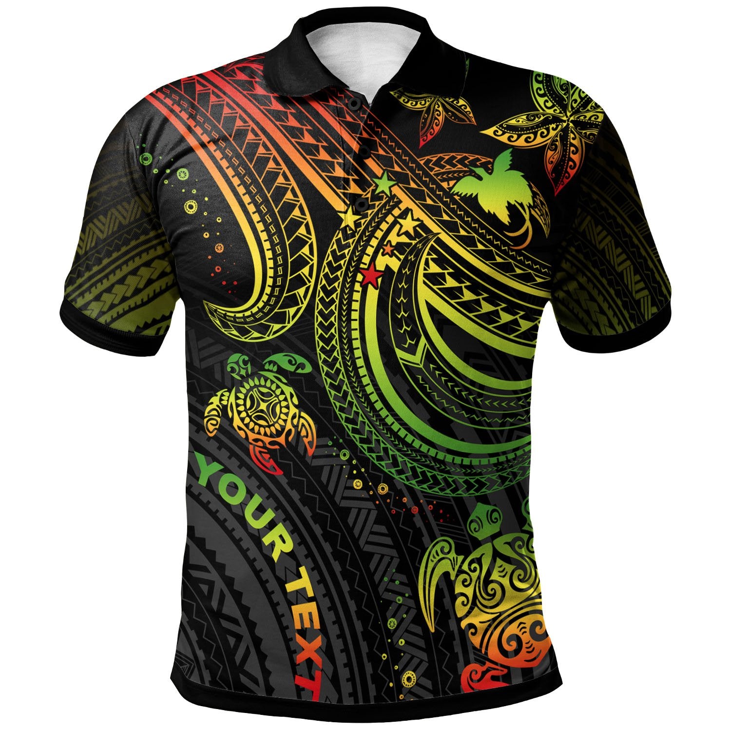 Papua New Guinea Custom Polo Shirt Reggae Turtle Unisex Reggae - Polynesian Pride