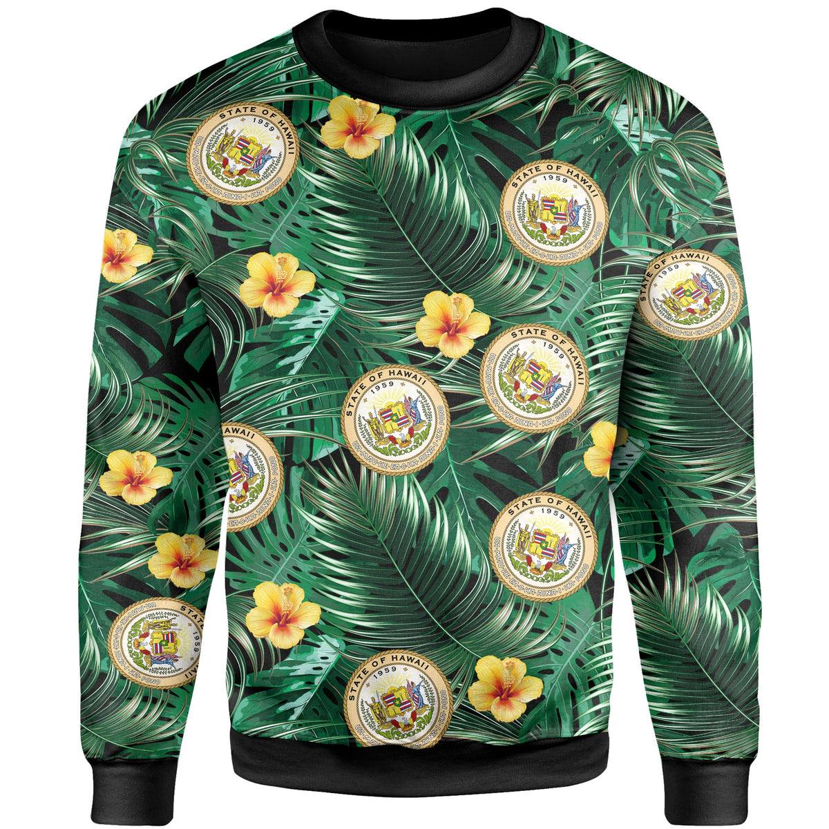 Hawaii Map Coat Of Arms Tropical Summer Style Sweatshirt - Polynesian Pride