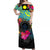 Palau Off Shoulder Long Dress Alluring Polynesia and Tropical Flowers LT13 Women Black - Polynesian Pride