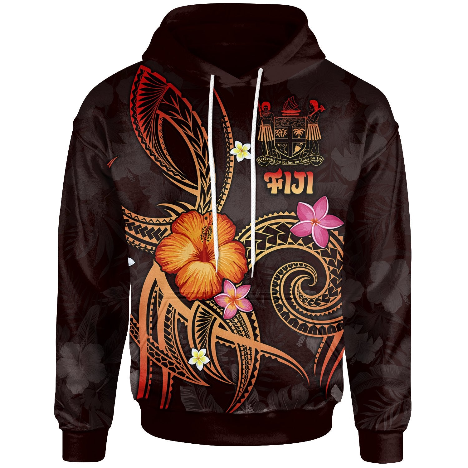 Fiji Polynesian Hoodie Legend of Fiji (Red) Unisex Red - Polynesian Pride