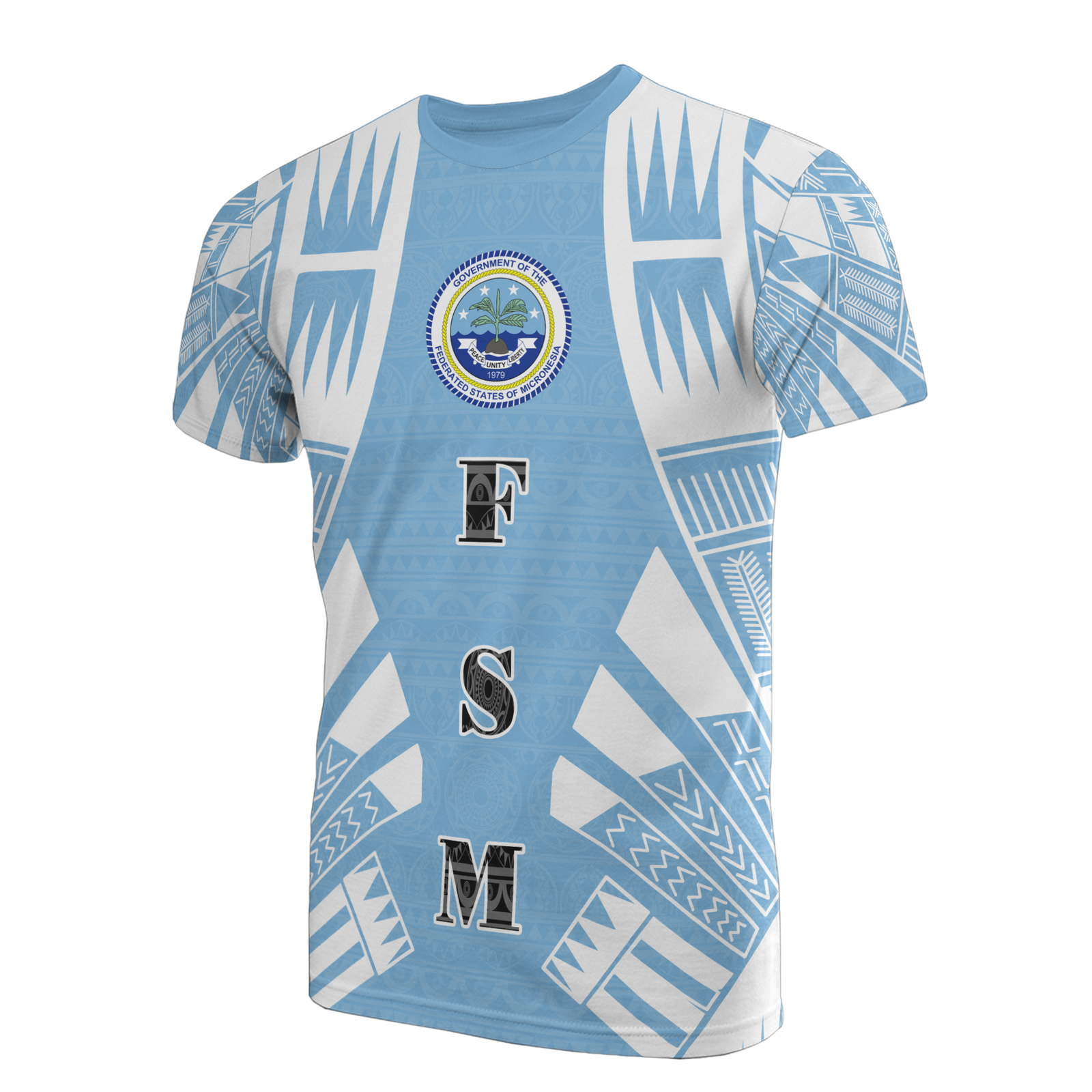 Federated States of Micronesia T Shirt F S M Seal Polynesian Tattoo Light Blue Style Unisex SkyBlue - Polynesian Pride