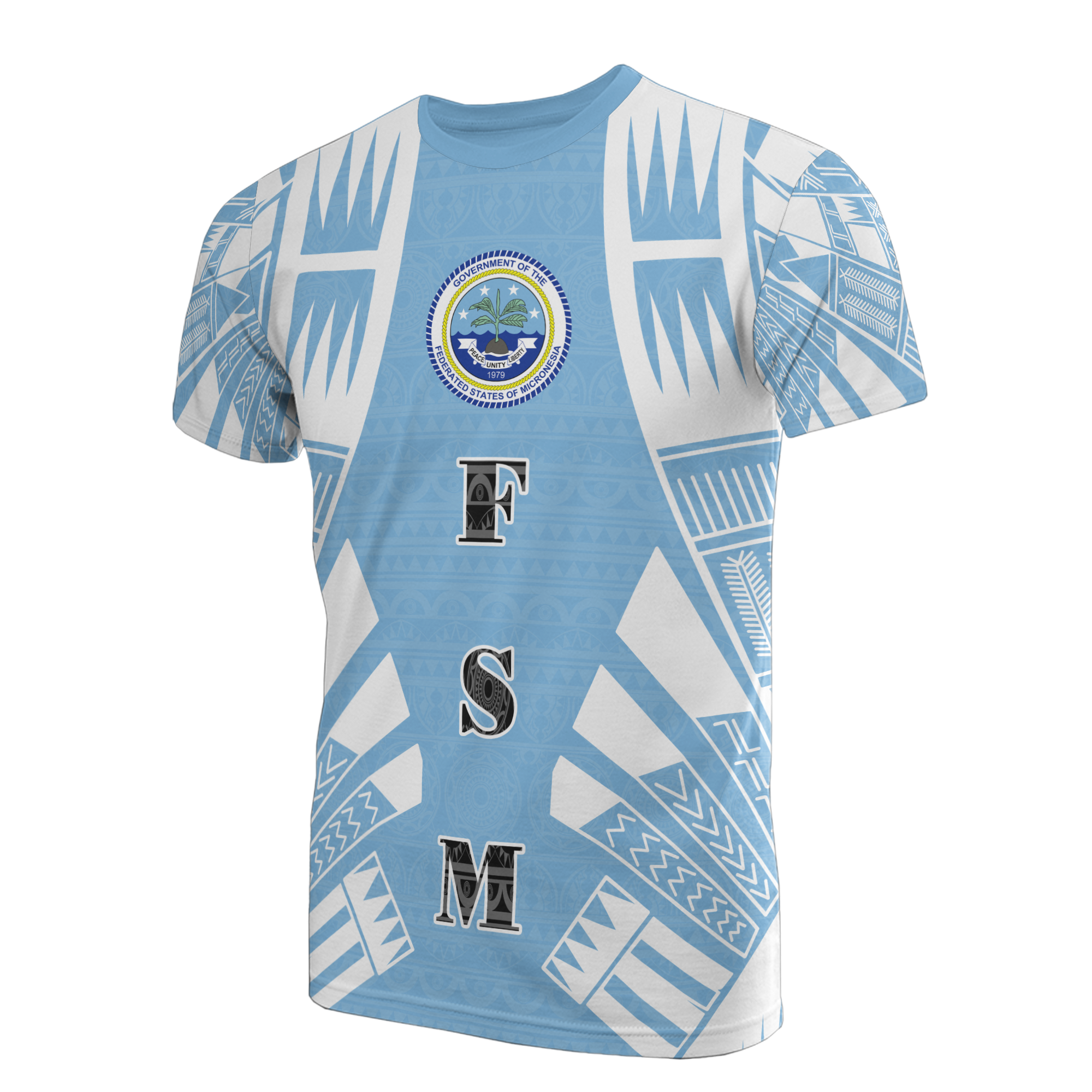 Federated States of Micronesia T Shirt F S M Seal Polynesian Tattoo Light Blue Style Unisex SkyBlue - Polynesian Pride