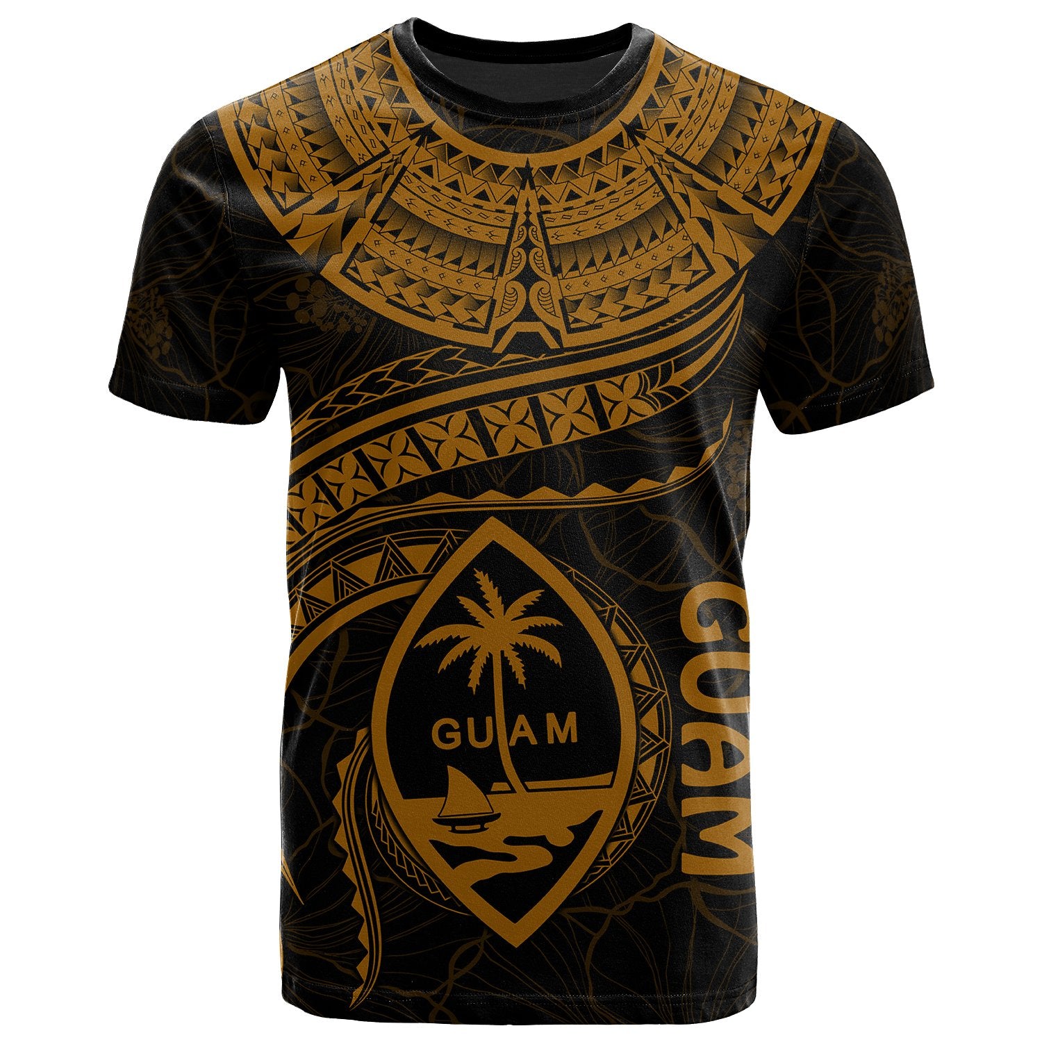 Guam Polynesian T Shirt Guam Waves (Golden) Unisex Golden - Polynesian Pride