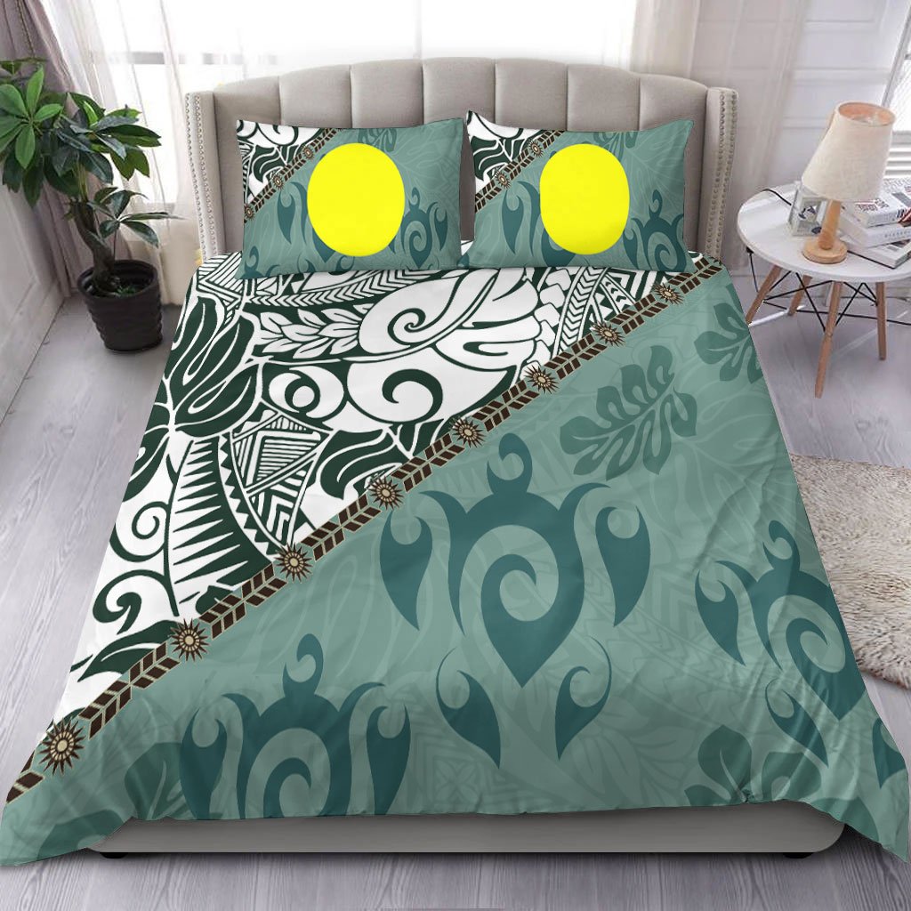 Palau Polynesian Bedding Set - Leaves And Turtles Green - Polynesian Pride