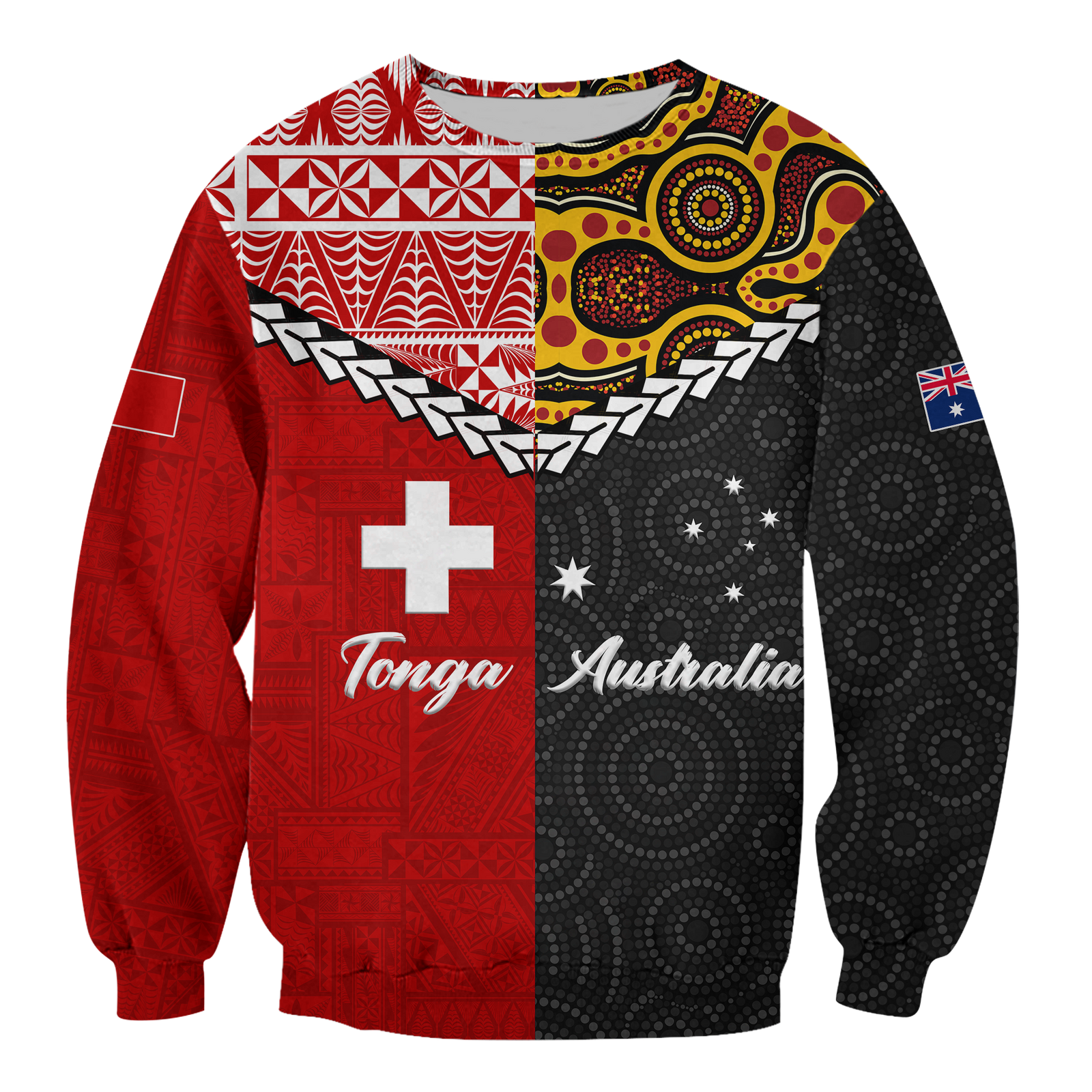 Tonga Combine Australia Aboriginal Heritage Sweatshirt - LT12 Unisex Red - Polynesian Pride