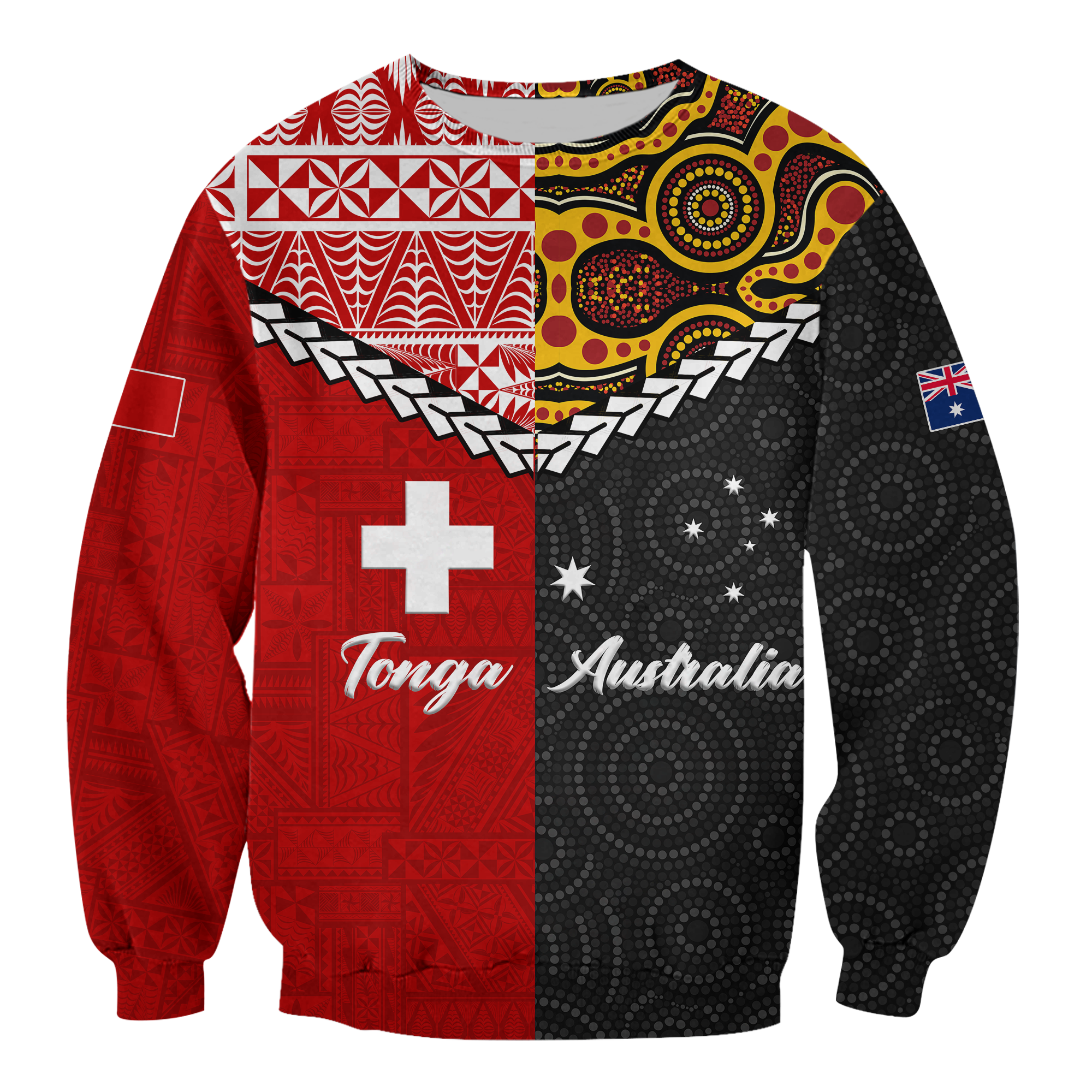 Tonga Combine Australia Aboriginal Heritage Sweatshirt - LT12 Unisex Red - Polynesian Pride