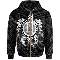 American Samoa Polynesian Zip up Hoodie Vintage Polynesian Turtle (White) Unisex White - Polynesian Pride