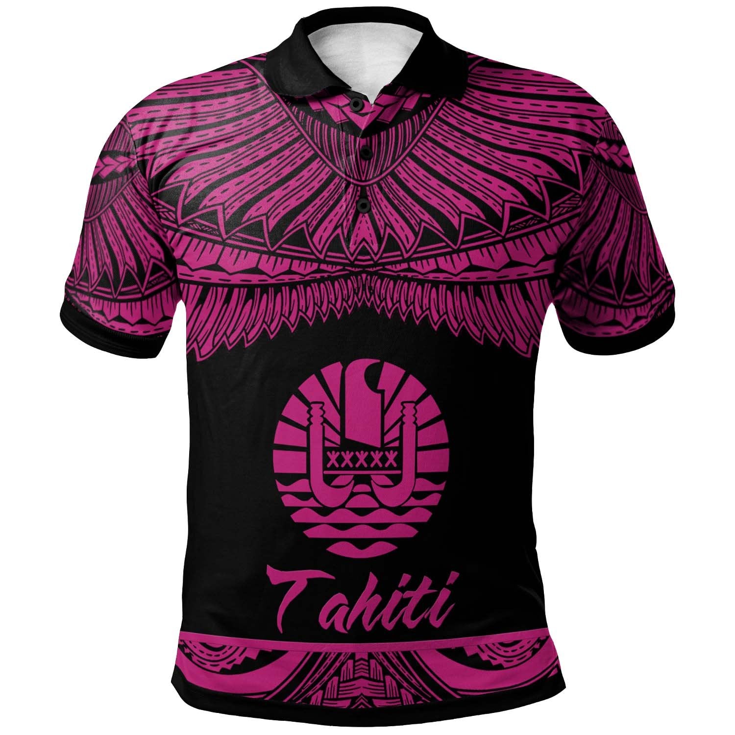 Tahiti Polo Shirt Polynesian Tattoo Pink Version Unisex Pink - Polynesian Pride