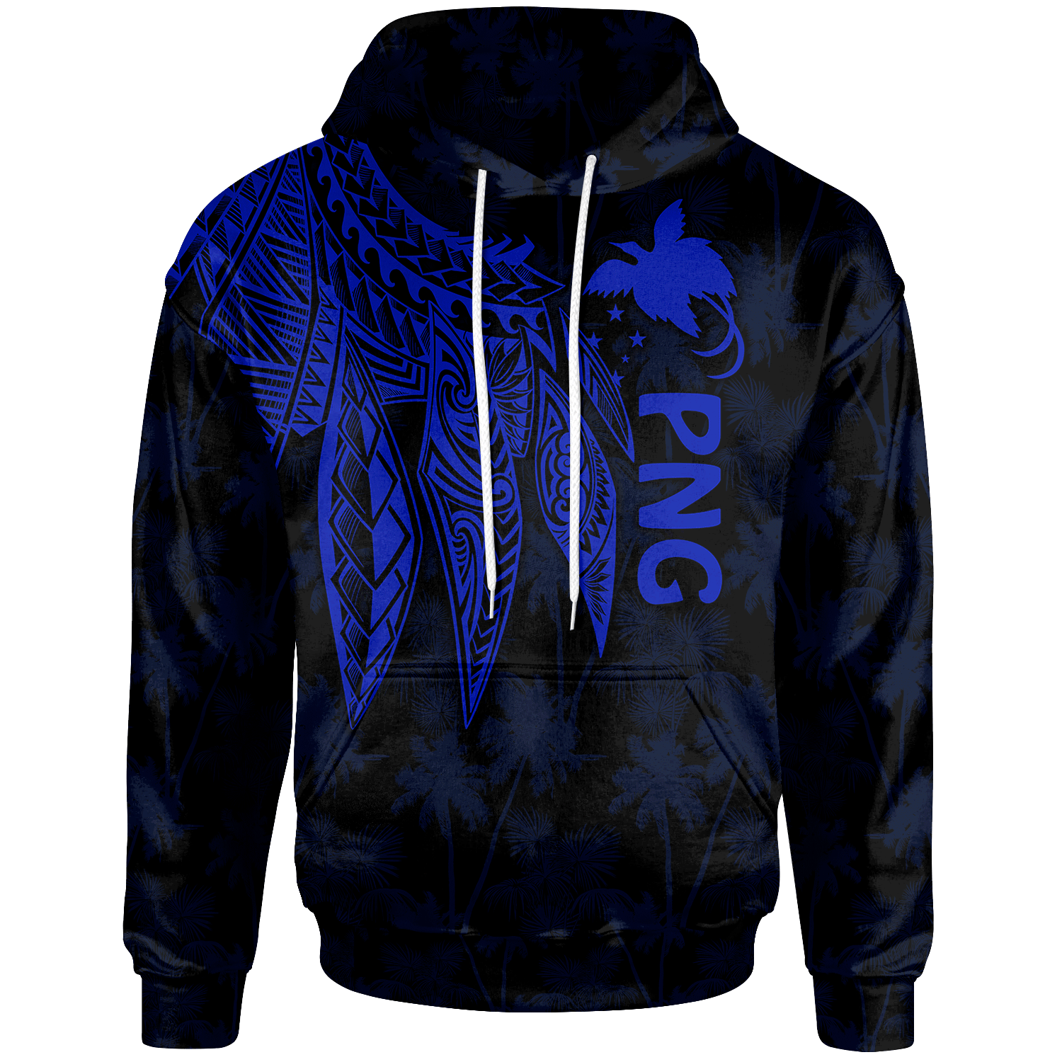 Papua New Guinea Hoodie Polynesian Wings (Blue) Unisex Blue - Polynesian Pride