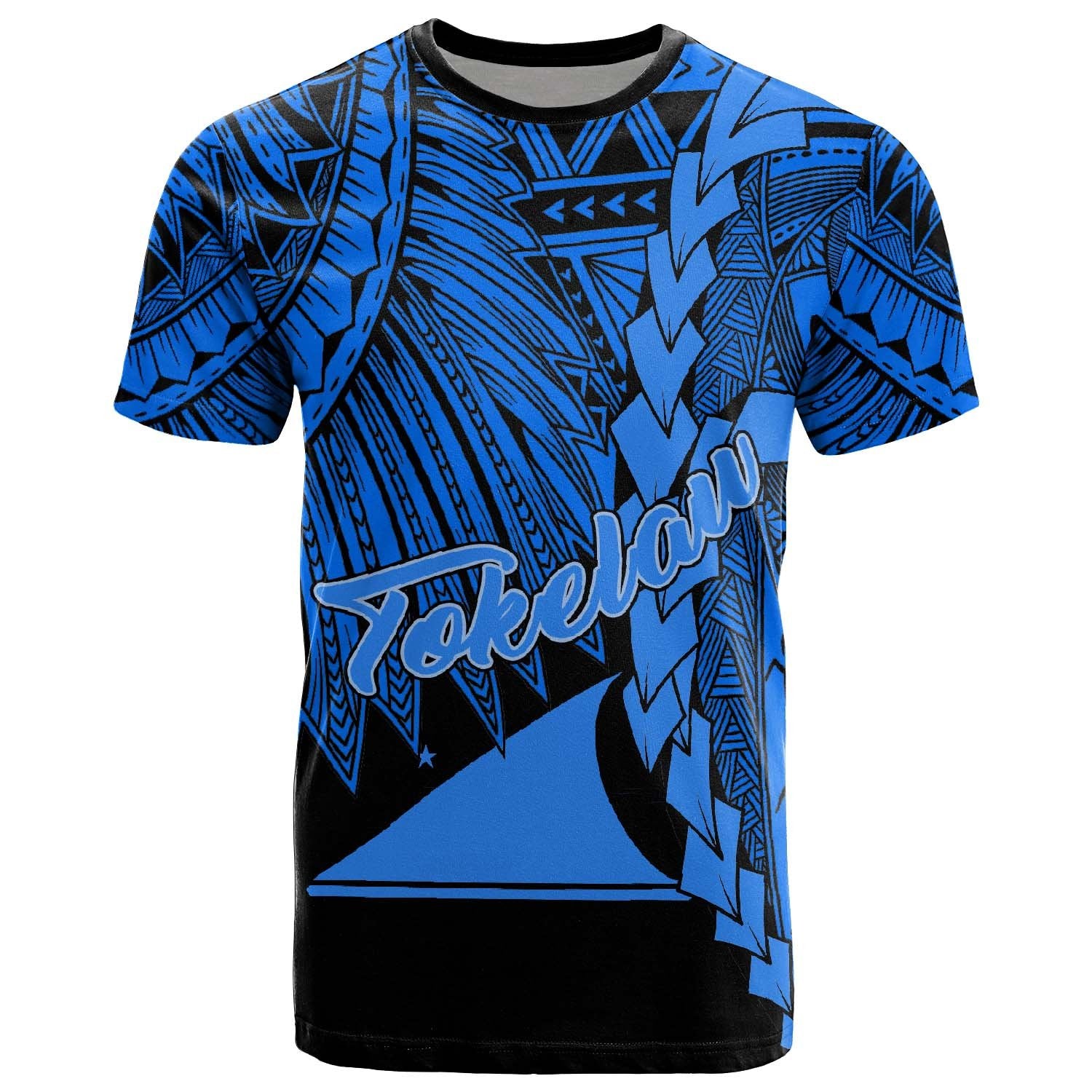 Tokelau Polynesian T Shirt Tribal Wave Tattoo Blue Unisex Blue - Polynesian Pride