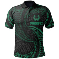 Pohnpei Micronesia Polo Shirt Green Tribal Wave Unisex Green - Polynesian Pride