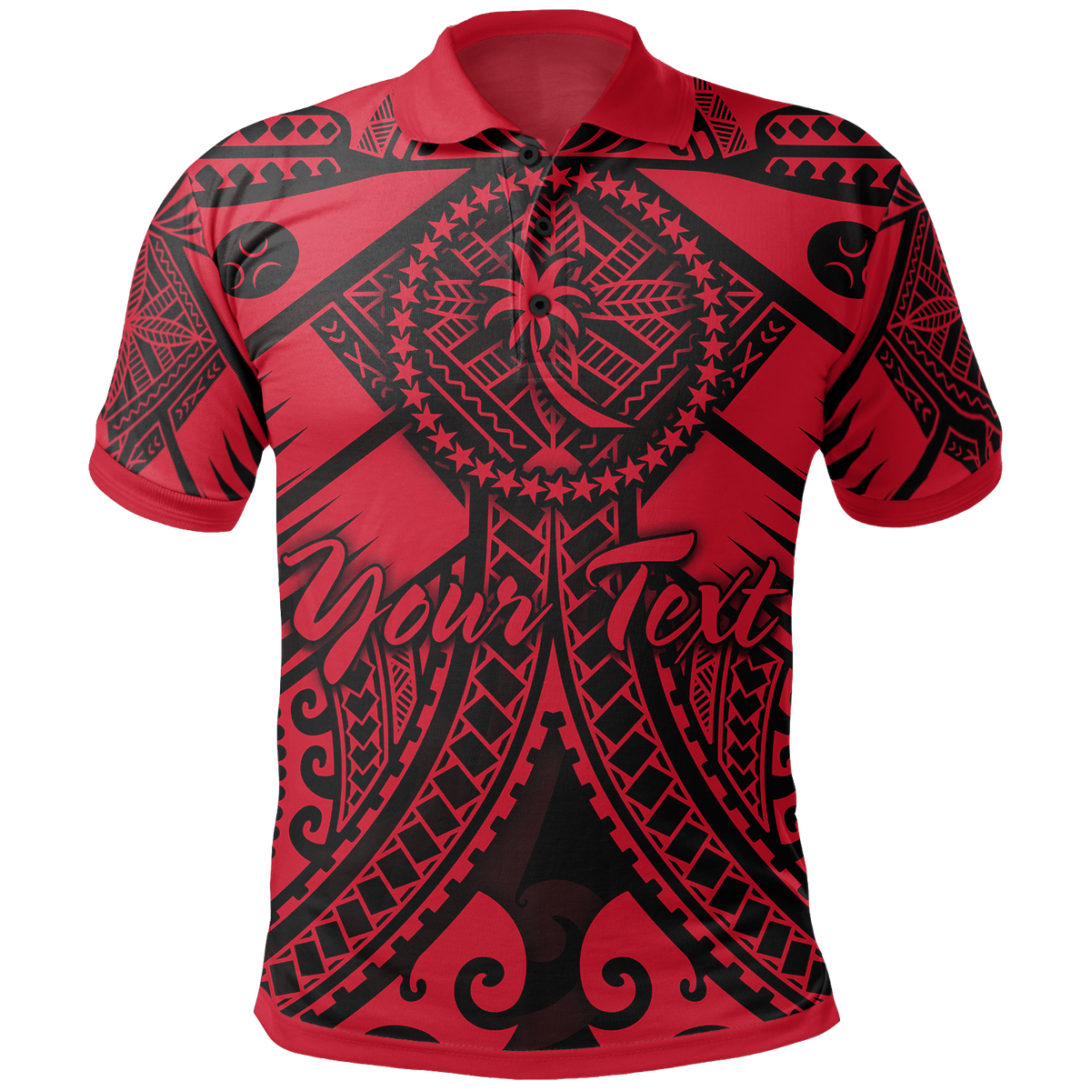 Chuuk Custom Polo Shirt Red Seal with Polynesian Tattoo Unisex Red - Polynesian Pride