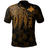 Papua New Guinea Polo Shirt Polynesian Wings (Golden) Unisex Golden - Polynesian Pride