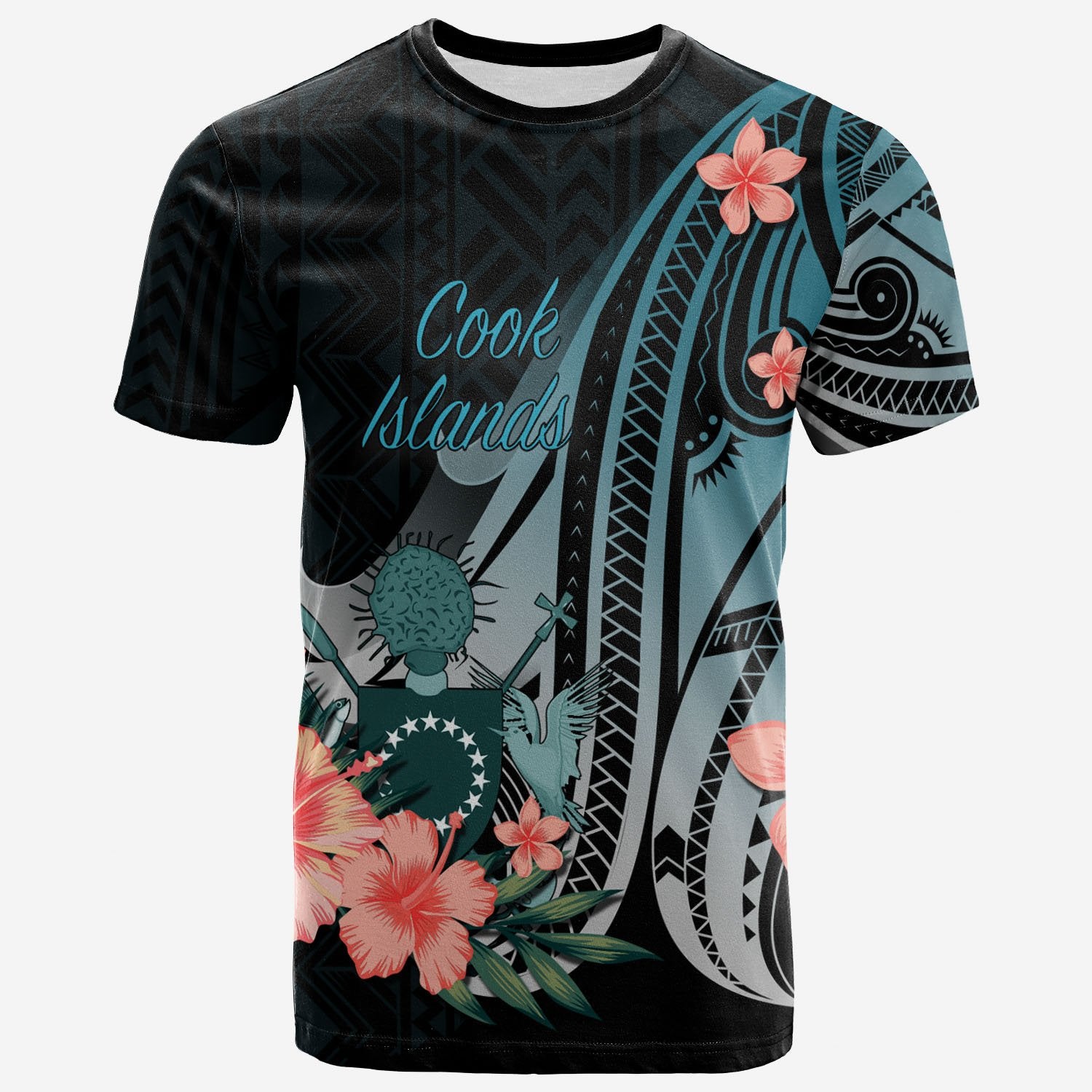 Cook Islands T Shirt Turquoise Polynesian Hibiscus Pattern Style Unisex Art - Polynesian Pride