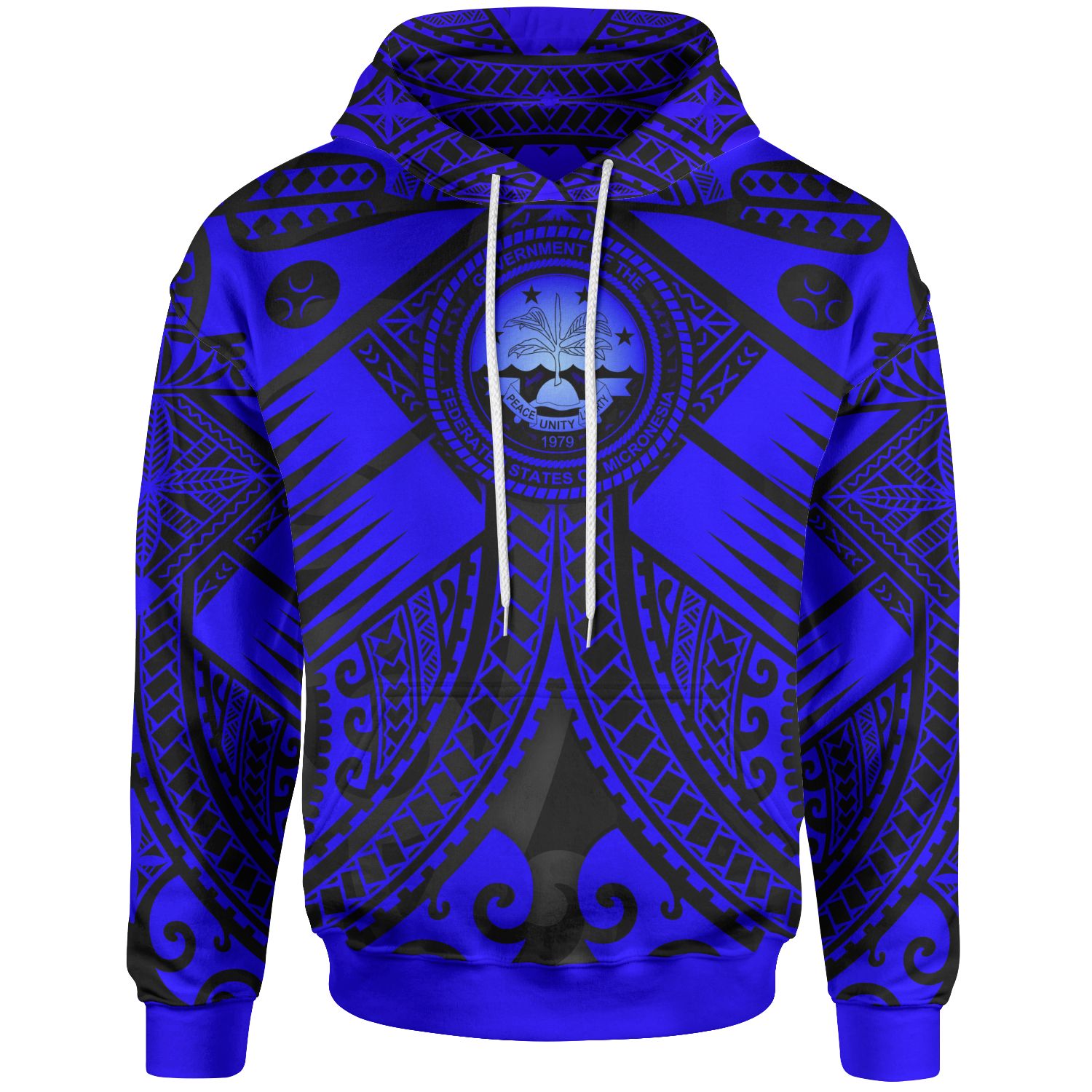 FSM Hoodie Blue Seal with Polynesian Tattoo Unisex Blue - Polynesian Pride