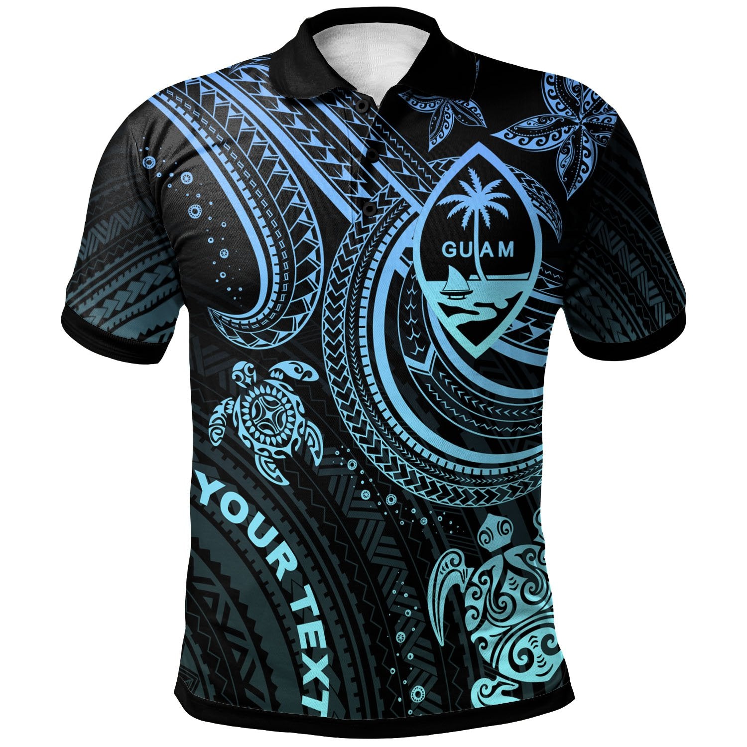 Guam Custom Polo Shirt Blue Turtle Unisex Blue - Polynesian Pride