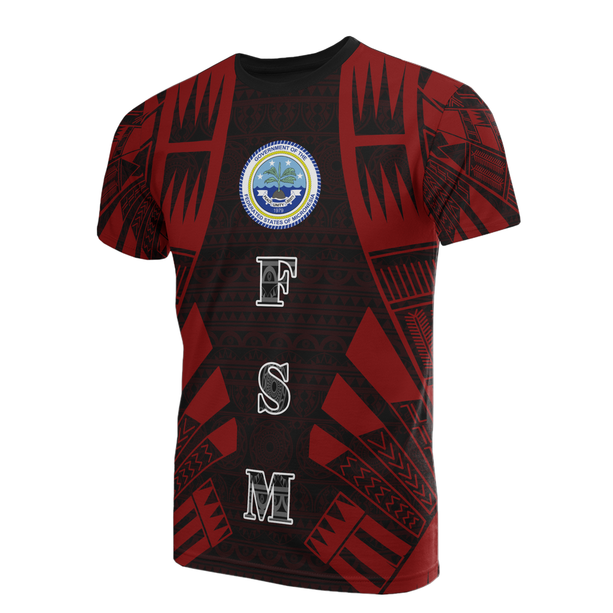 Federated States of Micronesia T Shirt F S M Seal Polynesian Tattoo Red Style Unisex Red - Polynesian Pride