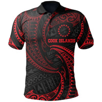 Cook Islands Polynesian Polo Shirt Red Tribal Wave Unisex Red - Polynesian Pride