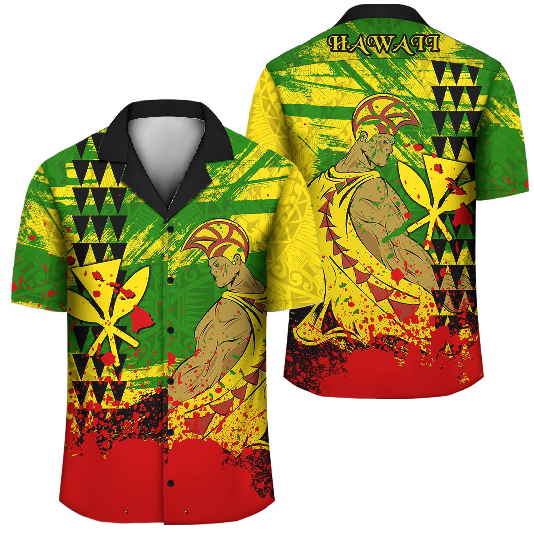 Hawaii Reggae Kanaka Maoli Warrior Spearhead Hawaiian Shirt Unisex Yellow - Polynesian Pride