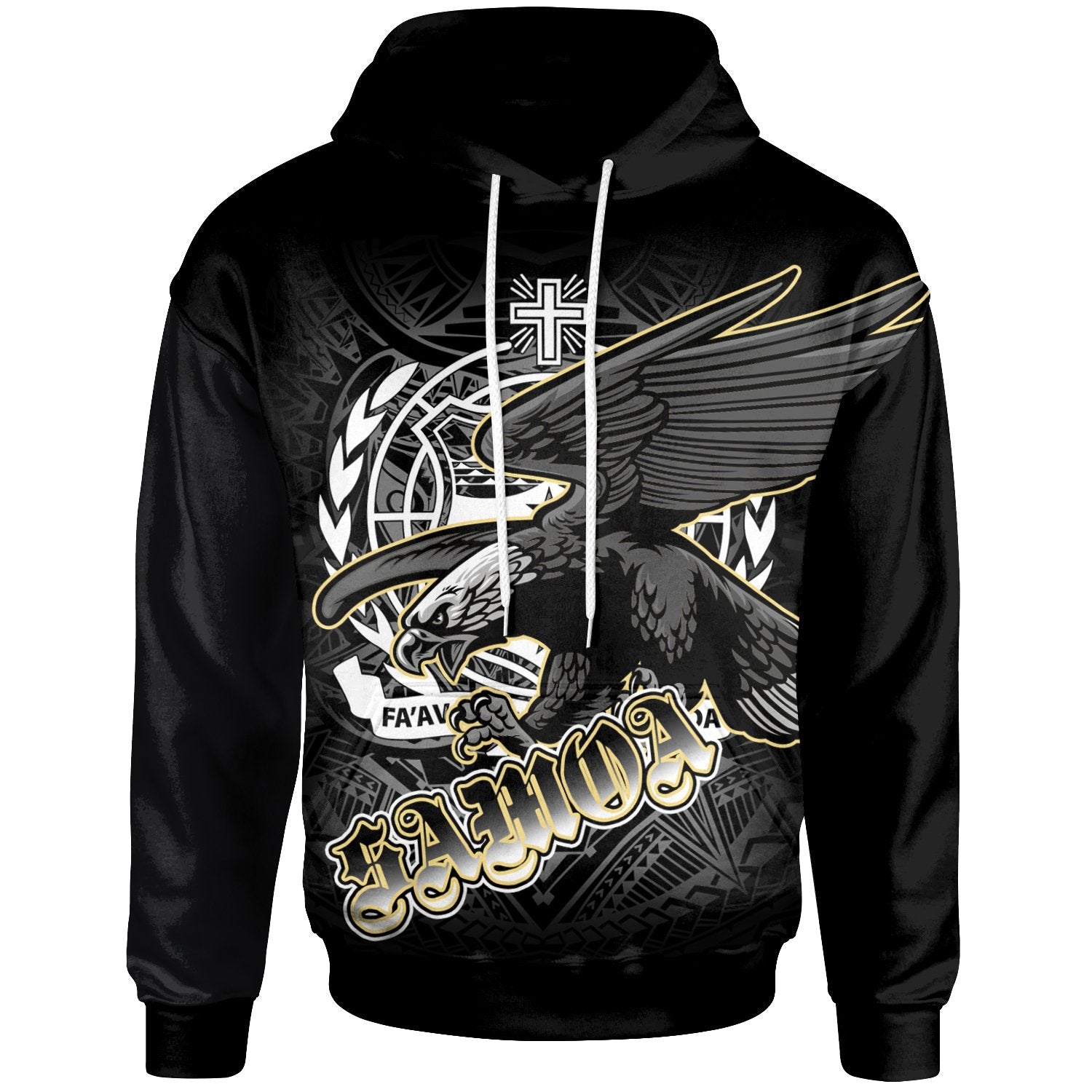 Samoa Polynesian Hoodie Samoa Eagle Unisex Black - Polynesian Pride