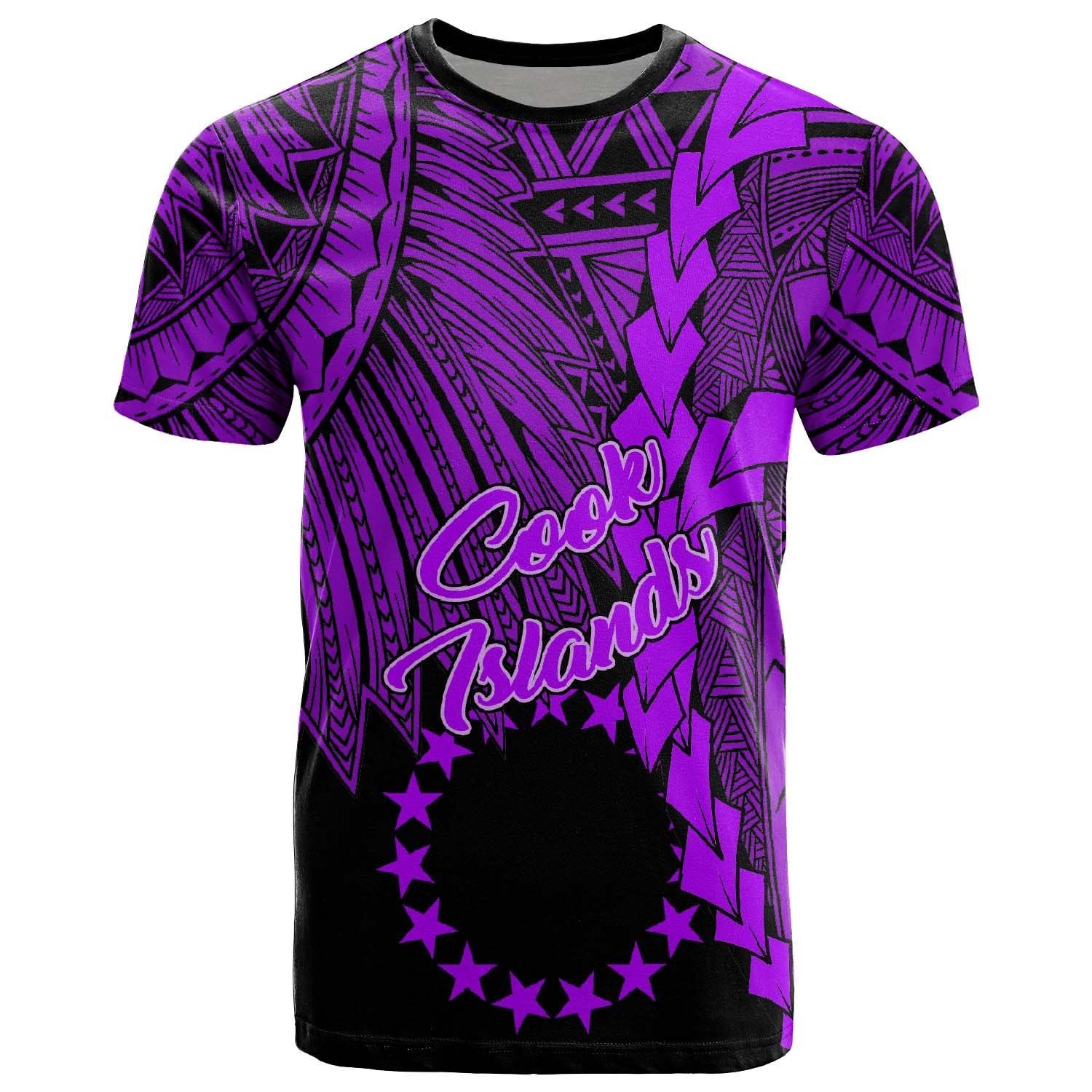 Cook Islands T Shirt Tribal Wave Tattoo Purple Unisex Purple - Polynesian Pride