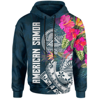 American Samoa Hoodie Polynesian Hibiscus with Summer Vibes Unisex Blue - Polynesian Pride