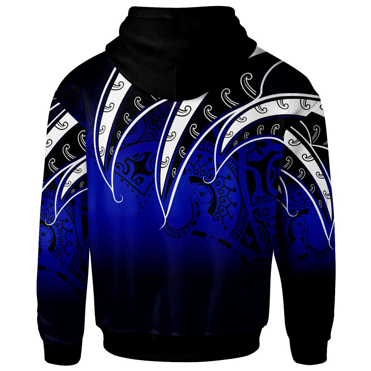Wallis & Futuna Zip Hoodie Tropical Leaf Gradient Blue Style - Polynesian Pride