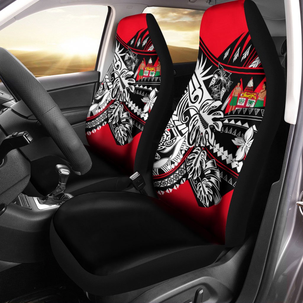 Fiji Car Seat Cover - Tribal Jungle Pattern Universal Fit Black - Polynesian Pride