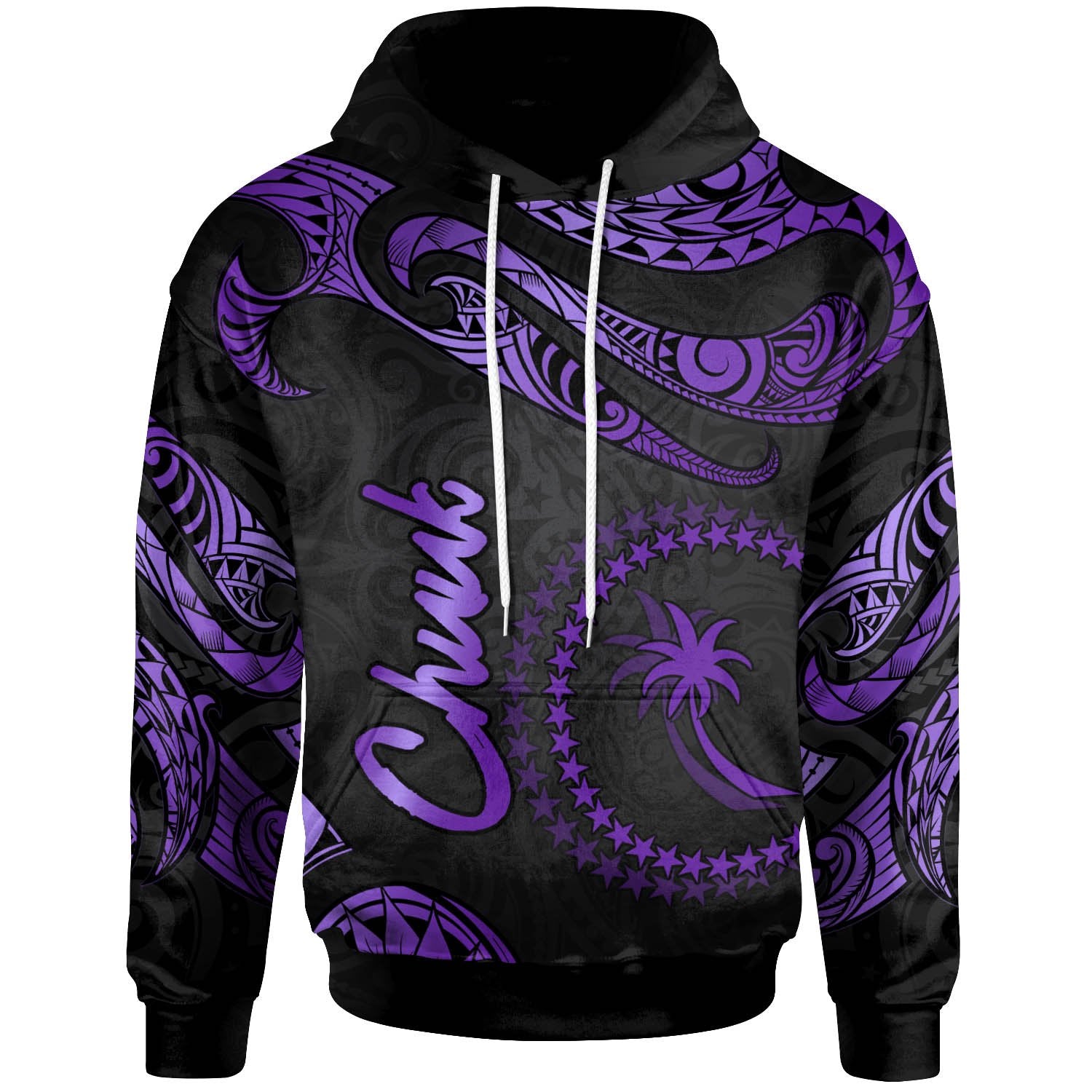 Chuuk Hoodie Polynesian Tattoo Purple Version Unisex Purple - Polynesian Pride