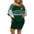 Takuilau College Tongan Patterns Off Shoulder Short Dress - LT12 Women Green - Polynesian Pride