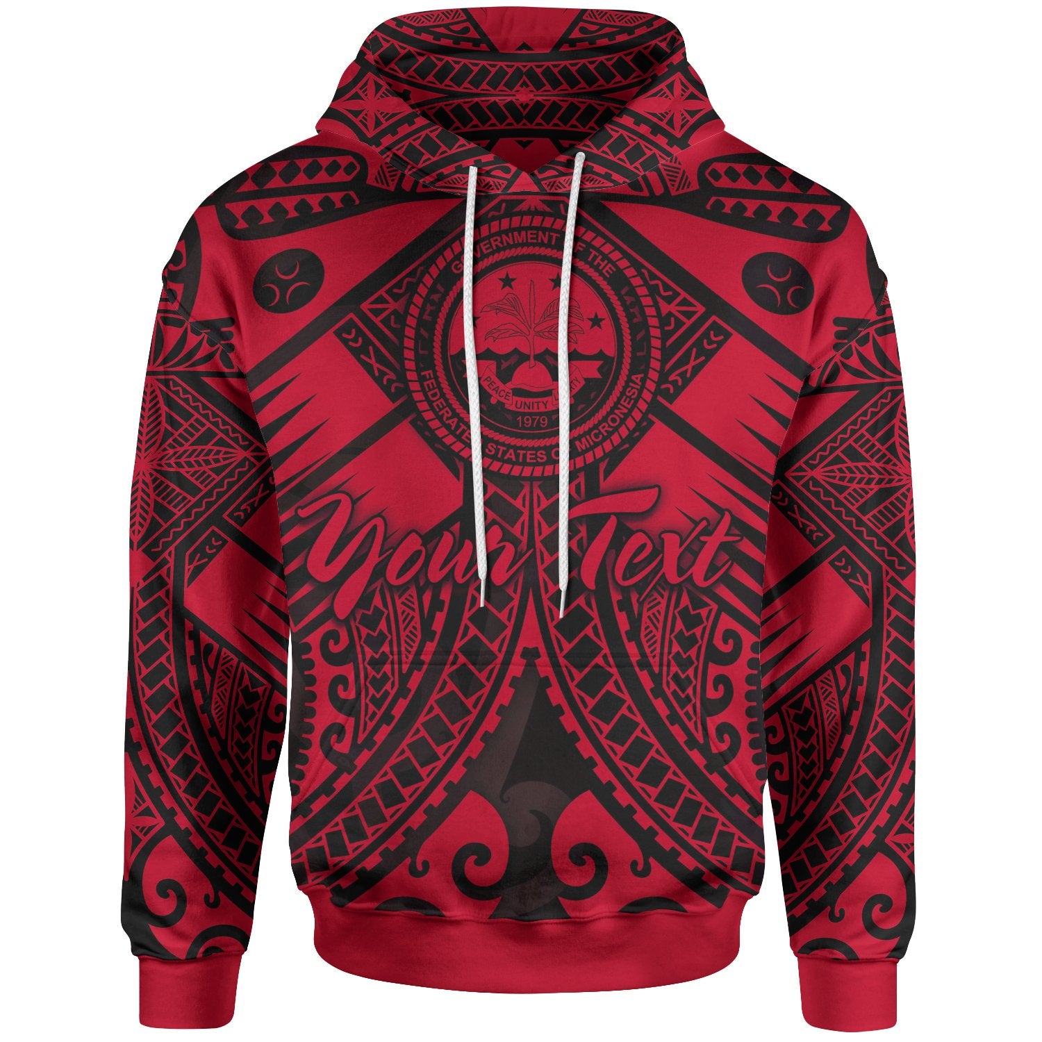 Fsm Custom Hoodie Red Seal with Polynesian Tattoo Unisex Red - Polynesian Pride