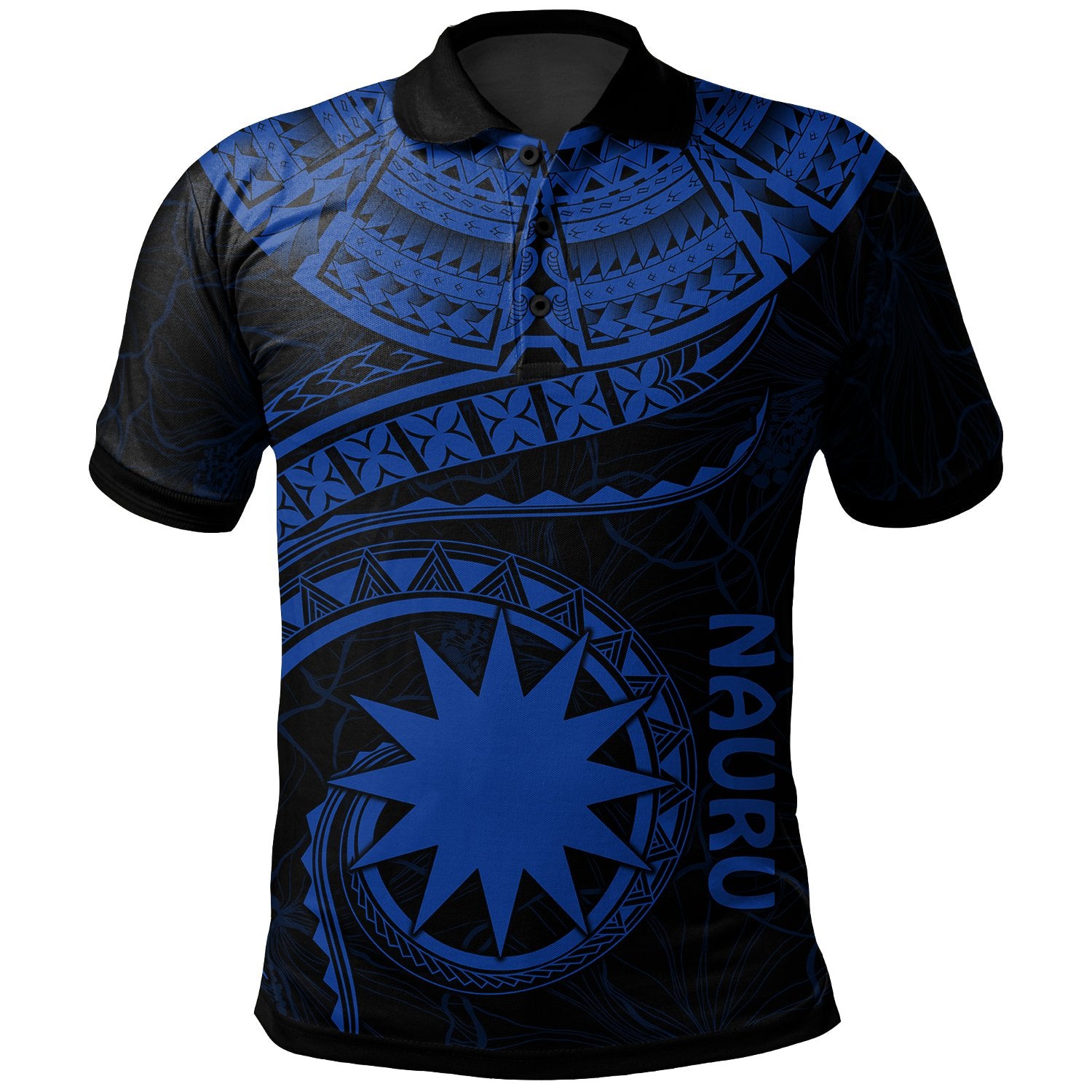 Nauru Polynesian Polo Shirt Nauru Waves (Blue) Unisex Blue - Polynesian Pride