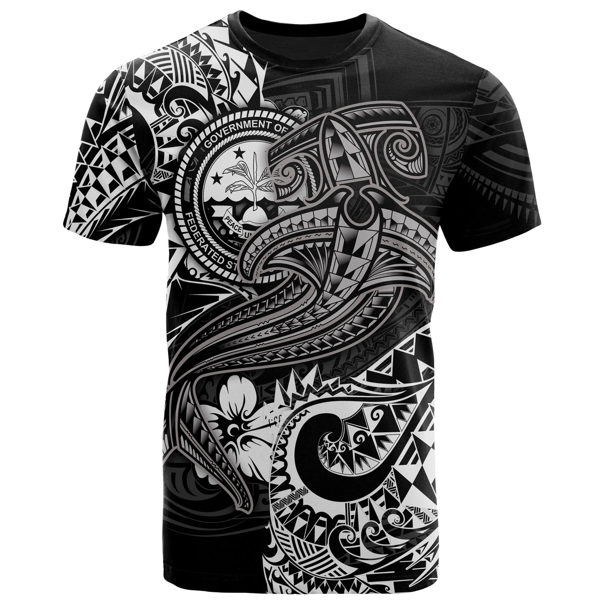 FSM T Shirt White Shark Polynesian Tattoo Unisex White - Polynesian Pride