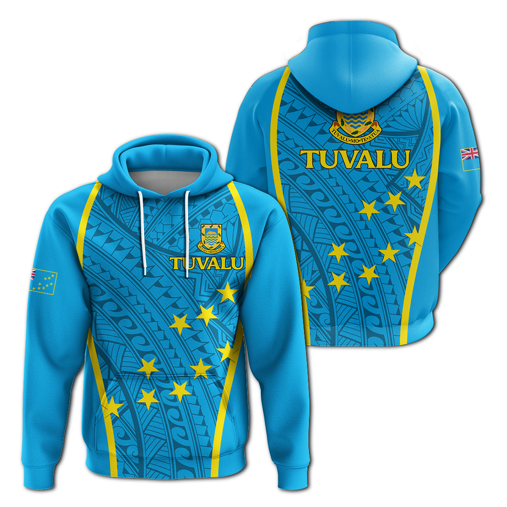 Tuvalu Hoodie Tribal Pattern LT12 Unisex Blue - Polynesian Pride