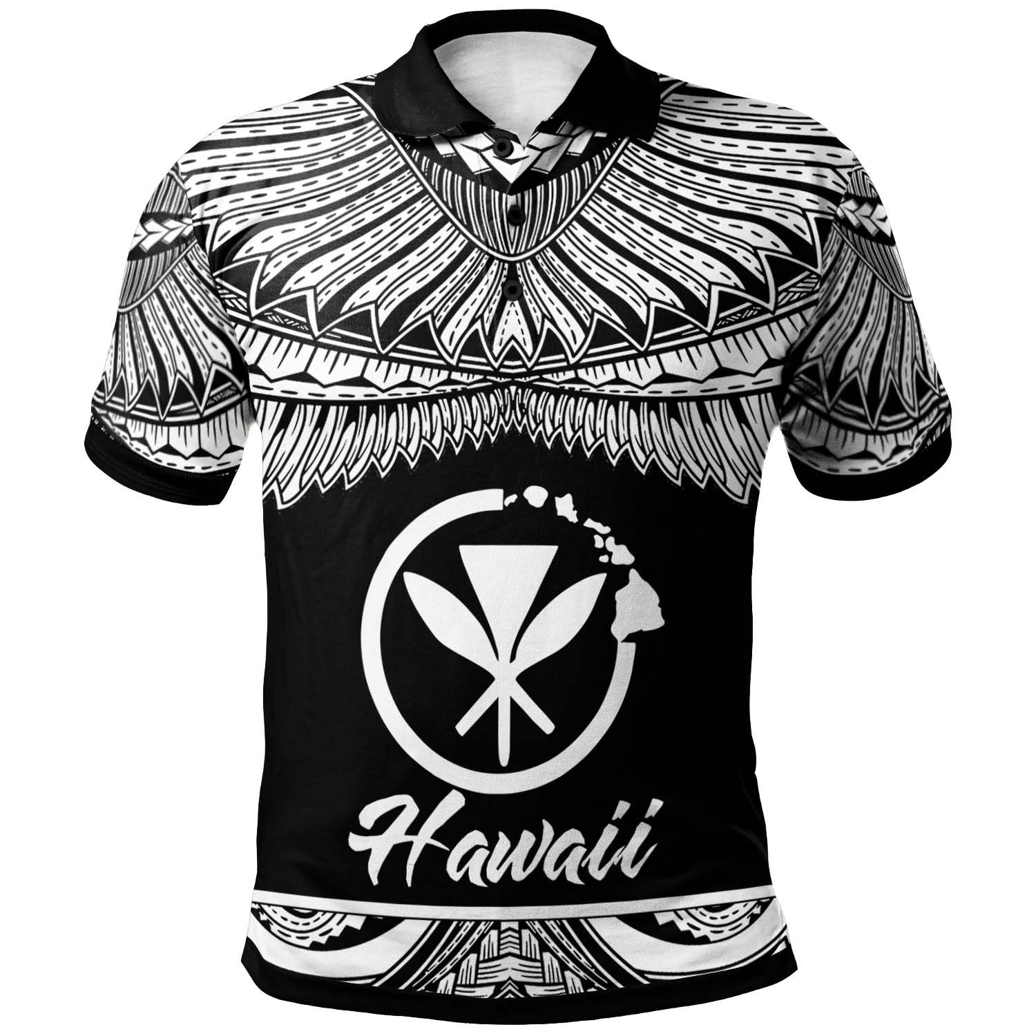 Hawaii Polo Shirt Polynesian Tattoo White Version Unisex White - Polynesian Pride