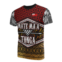 Mate Maa Tonga T Shirt Tonga Flag Polynesian Pattern Unisex Black - Polynesian Pride