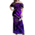 Hawaii Turtle With Plumeria Leaf Purple Women Off Shoulder Long Dress - LT12 Long Dress Black - Polynesian Pride