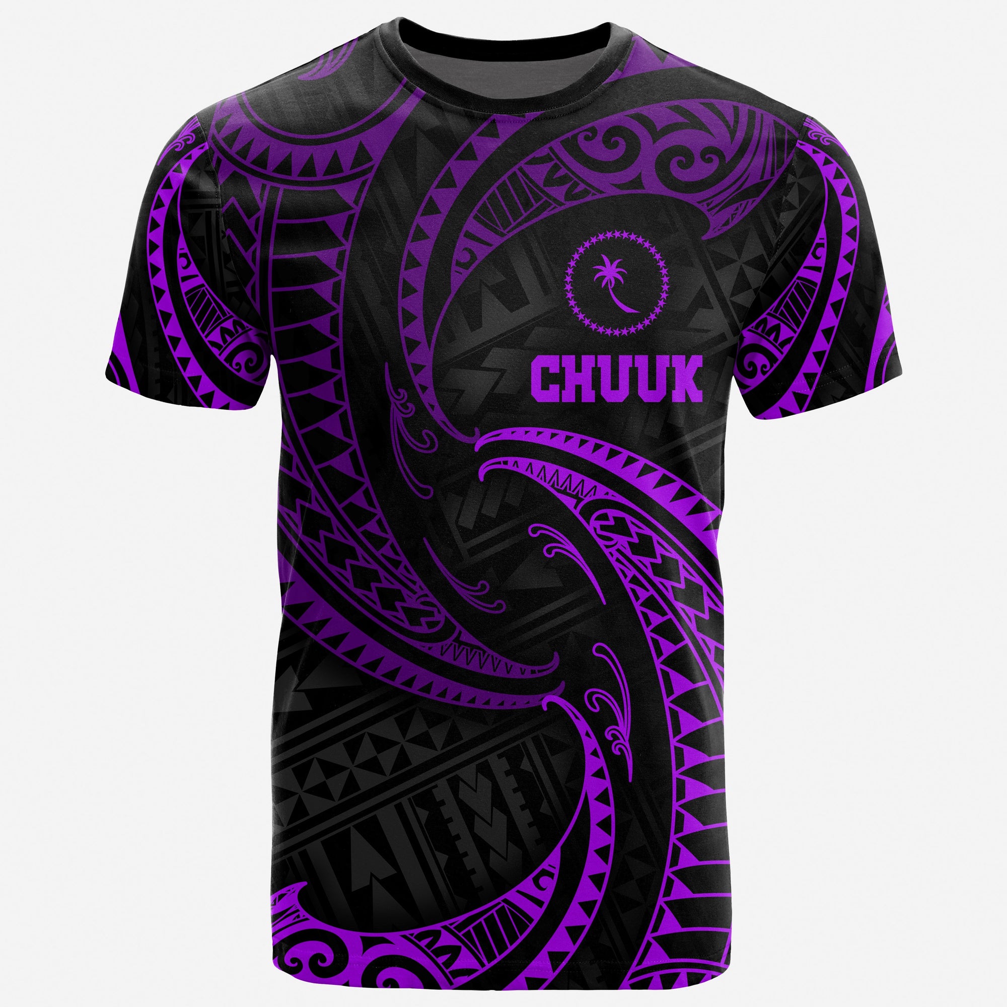 Chuuk Micronesia T Shirt Purple Tribal Wave Unisex Purple - Polynesian Pride