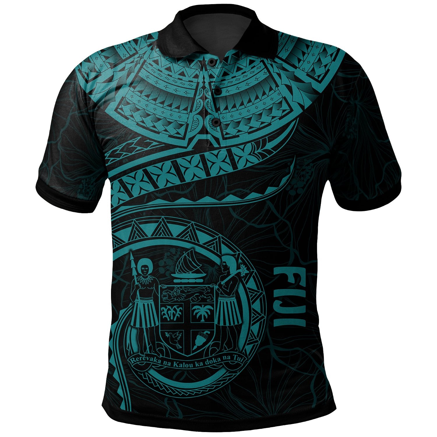 Fiji Polynesian Polo Shirt Fiji Waves (Turquoise) Unisex Turquoise - Polynesian Pride