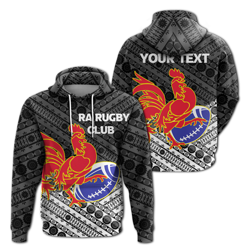 Custom Ra Rugby Club Union Fiji Hoodie Tapa Pattern Black LT12 Unisex Black - Polynesian Pride