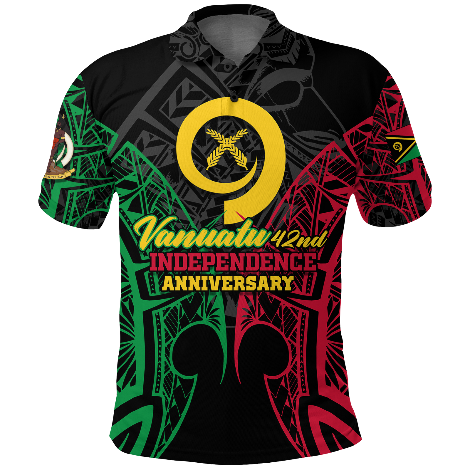 Vanuatu 42nd Independence Anniversary Pride Polo Shirt LT12 Black - Polynesian Pride